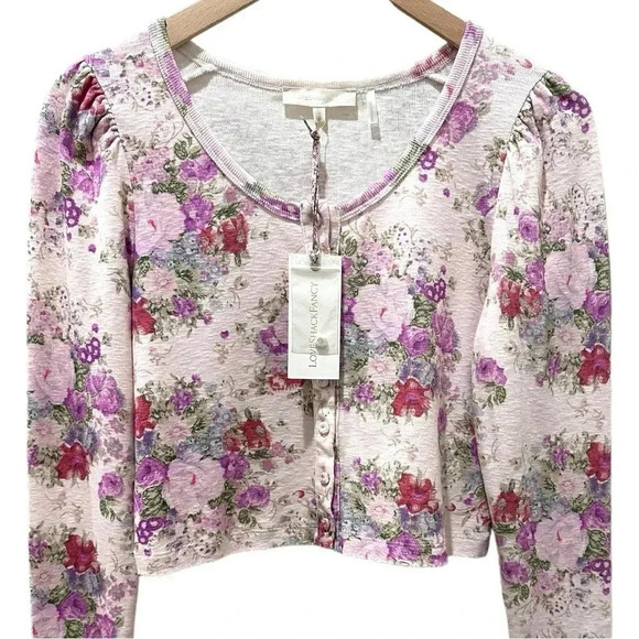 LOVESHACKFANCY jonah crop cardigan in shimmering springs-NWT sz Small - Picture 5 of 14